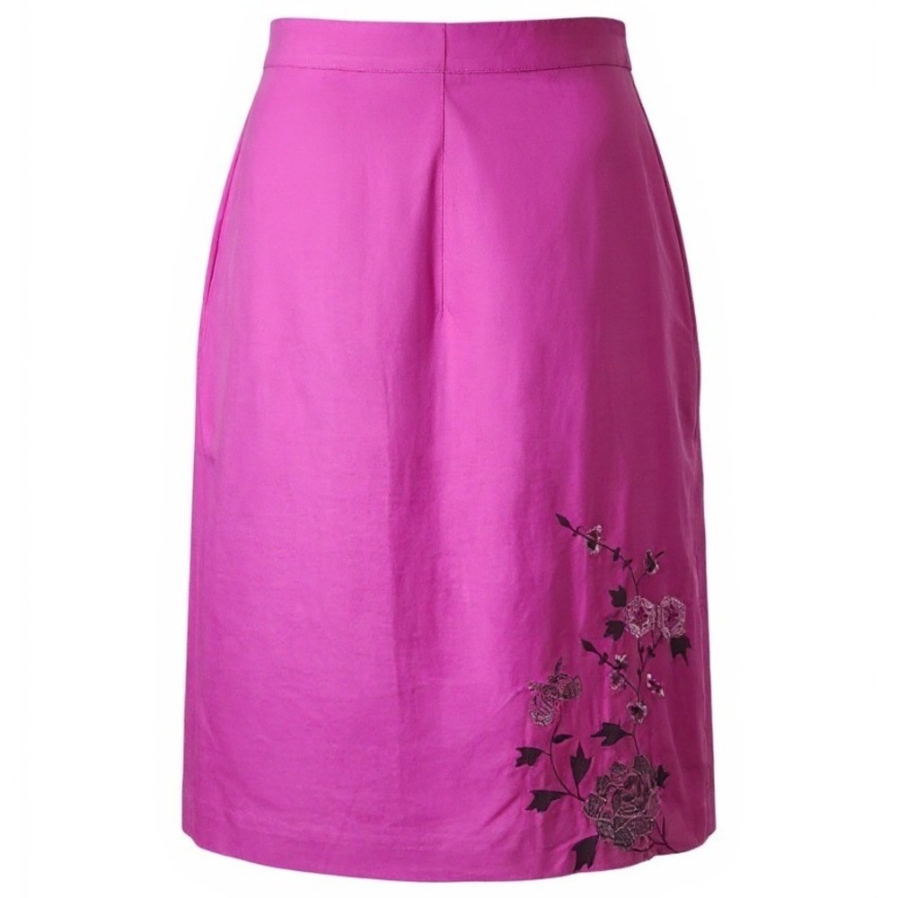 Autograph New York Vintage Pink Embroidered Pencil Skirt Women Size 4 MSRP $159 - Picture 3 of 5